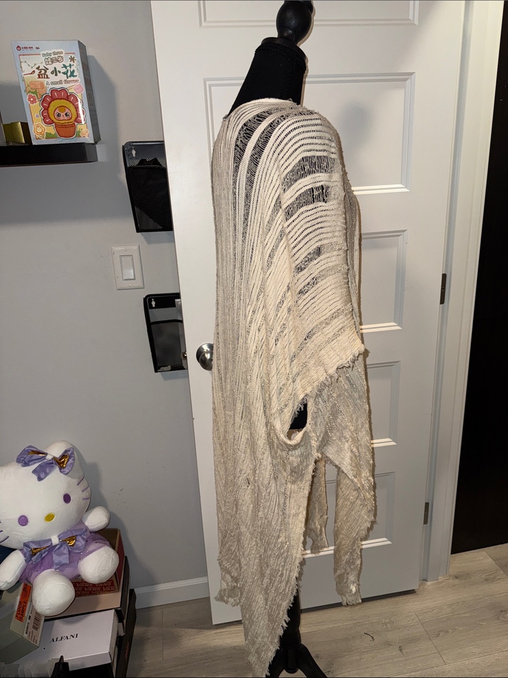 Vince Camuto Cream Open-Front Fringe Kimono Duster O/S - Picture 6 of 12